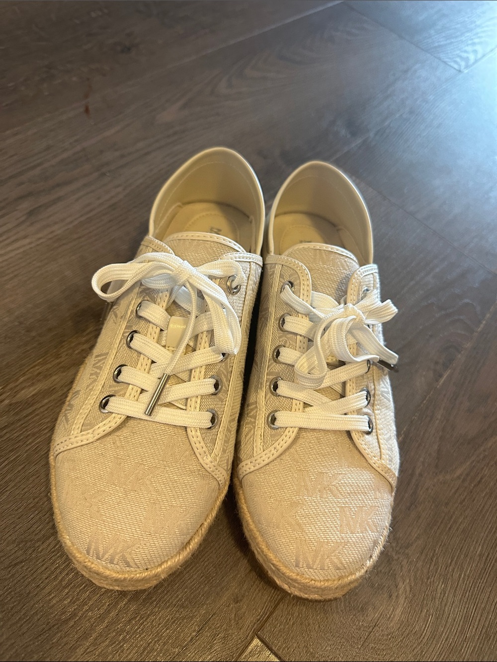 Michael Kors Cream MK Monogram Lace-Up Sneakers